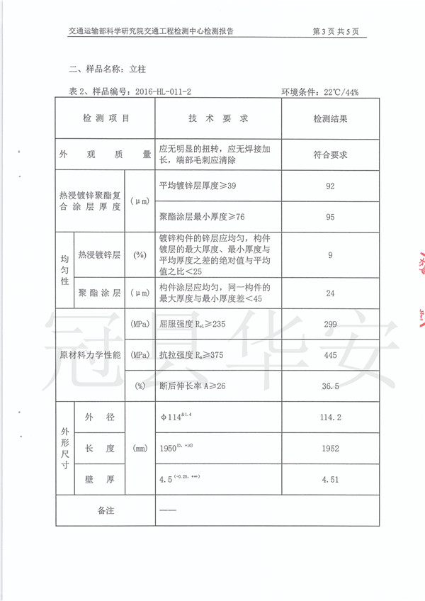 噴塑波形護(hù)欄檢測報告